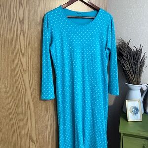😴Lands’ End blue/teal polka dot sleep dress - women’s sz S